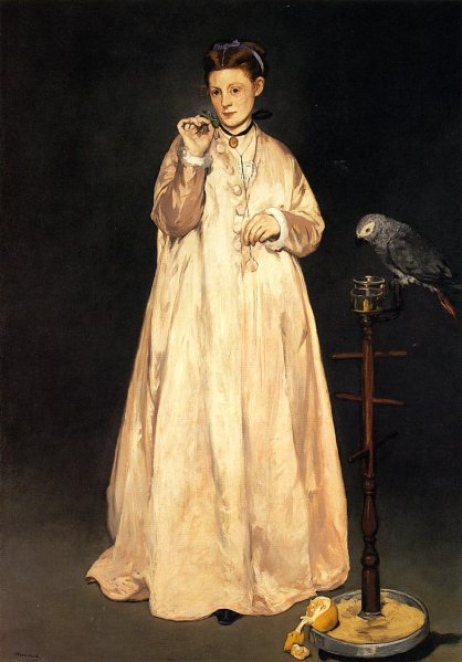 Main Product Photo of Young Lady with a Parrot Painting by Edouard Manet
