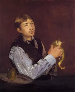 Young Man Peeling a Pear also known as Portrait of Leon Leenhoff by Edouard Manet Oil Painting