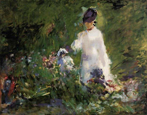 Young Woman Among the Flowers by Edouard Manet - Hand-Painted Oil Painting Reproduction