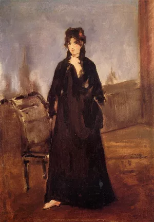 Young Woman with a Pink Shoe also known as Portrait of Bertne Morisot by Edouard Manet - Oil Painting Reproduction