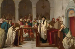 In The Synagogue by Edouard Moyse Oil Painting