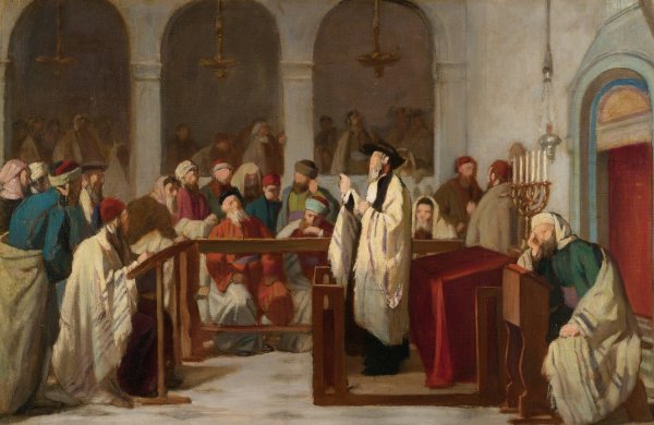 Main Product Photo of In The Synagogue Painting by Edouard Moyse
