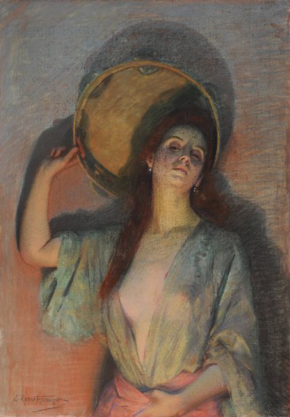 La femme au tambour de basque  by Edouard Rosset-Granger - Hand-Painted Oil Painting Reproduction