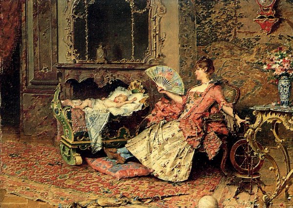 Main Product Photo of Watching The Baby Painting by Edouard Toudouze