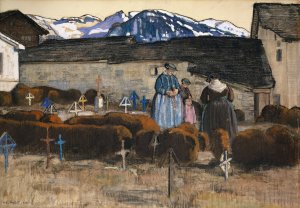 Cemetery in the Valais by Edouard Vallet Oil Painting