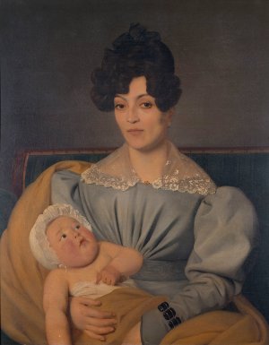 Zulma Carraud et son fils Ivan by Edouard Vienot Oil Painting