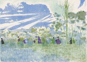 Across the Fields, plate three from Landscapes and Interiors Oil painting by Edouard Vuillard