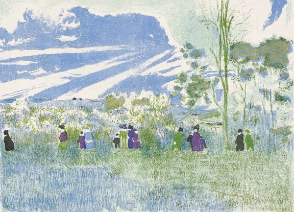 Across the Fields, plate three from Landscapes and Interiors  by Edouard Vuillard - Hand-Painted Oil Painting Reproduction