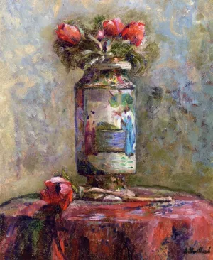 Anemones in a Chinese Vase by Edouard Vuillard - Oil Painting Reproduction