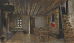Interieur D'auberge, Maquette De Decor Pour 'la Lepreuse' by Edouard Vuillard Oil Painting