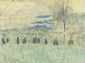 Landschap met wandelaars by Edouard Vuillard Oil Painting