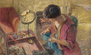 Le Petit Salon, Madame Hessel a La Table a Ouvrage by Edouard Vuillard Oil Painting