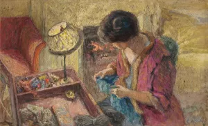 Le Petit Salon, Madame Hessel a La Table a Ouvrage by Edouard Vuillard Oil Painting