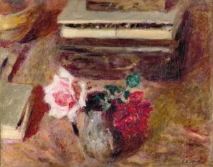 Les Deux roses et la boite de pastels by Edouard Vuillard Oil Painting
