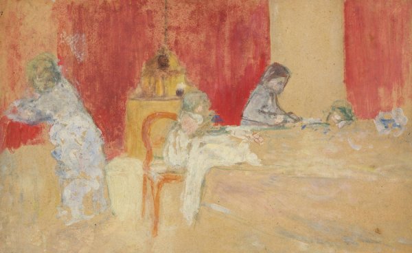 Les Enfants Roussel a table  by Edouard Vuillard - Hand-Painted Oil Painting Reproduction