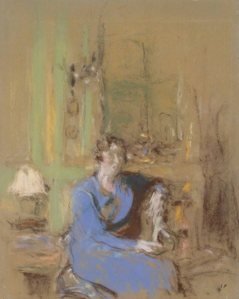 Madame Lucien Sauphar, Assise Dans Son Salon  by Edouard Vuillard - Hand-Painted Oil Painting Reproduction
