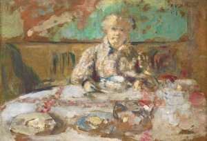 Madame Vuillard At The Dinner Table by Edouard Vuillard Oil Painting
