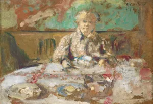Madame Vuillard At The Dinner Table by Edouard Vuillard Oil Painting