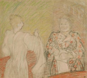 Madame Vuillard Conversant Avec Une Jeune Fille by Edouard Vuillard Oil Painting