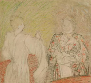 Madame Vuillard Conversant Avec Une Jeune Fille by Edouard Vuillard Oil Painting
