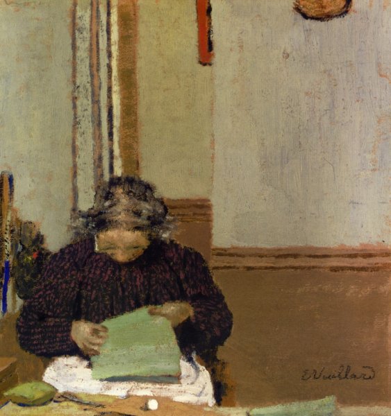 Main Product Photo of Madame Vuillard Cousant Painting by Edouard Vuillard