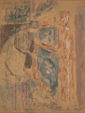 Madame Vuillard devant la cheminee by Edouard Vuillard Oil Painting