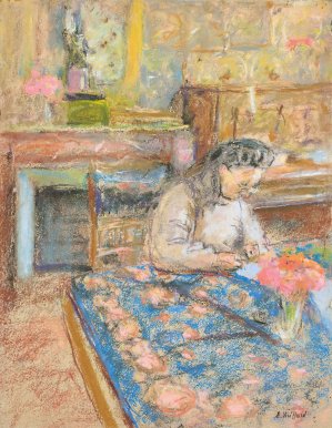 Madame Vuillard ecrivant, Vaucresson Oil painting by Edouard Vuillard