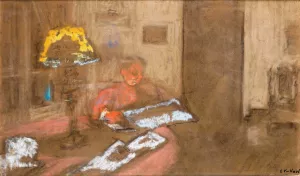 Madame Vuillard Lisant Le Journal Oil painting by Edouard Vuillard