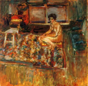 Nude on an Orange Rug by Edouard Vuillard - Oil Painting Reproduction