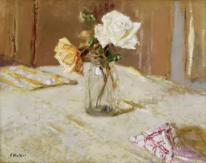 Roses in a Glass Vase by Edouard Vuillard Oil Painting
