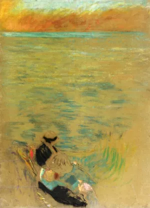 Sea at Sunset, Women on the Shore by Edouard Vuillard - Oil Painting Reproduction