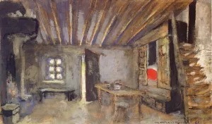 Studio Interior, Model for the Scenery of 'La Lepreuse' Oil painting by Edouard Vuillard