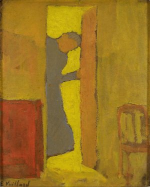 The Artist's Mother Opening a Door Oil painting by Edouard Vuillard