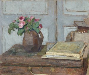 The Artist's Paint Box and Moss Roses by Edouard Vuillard Oil Painting