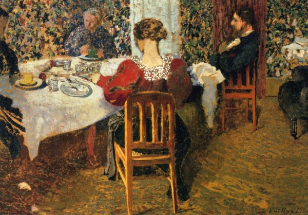 Main Product Photo of The End of Breakfast at Madam Vuillard's Painting by Edouard Vuillard