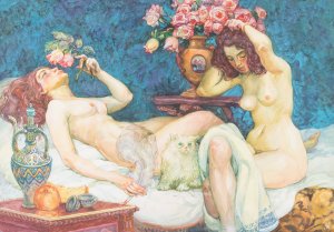 Scene in the Boudoir by Eduard Adrian Dussek Oil Painting