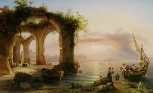 The Bay of Naples from Posillipo by Eduard Agricola - Oil Painting Reproduction
