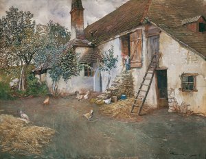 Bauernhof in NiederOsterreich by Eduard Ameseder Oil Painting