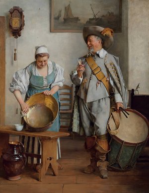 A Drink For The Drummer by Eduard Charlemont Oil Painting
