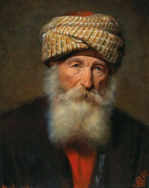 Portrait of an Oriental man by Eduard Charlemont Oil Painting