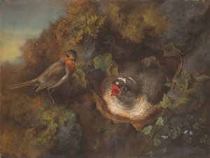 Bird Feeding by Eduard De Maes Oil Painting