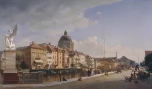 Rear view of the Houses at Schlosfreiheit by Eduard Gaertner Oil Painting
