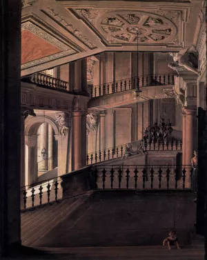 Staircase in the Berlin Palace by Eduard Gaertner - Oil Painting Reproduction