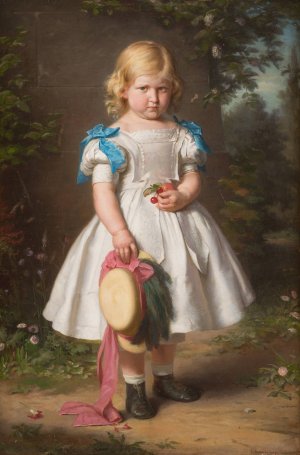 Portrait of five-year-old Eva Maria von Richthofen by Eduard Geselschap Oil Painting