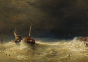 Sea tempest by Eduard Hildebrandt Oil Painting