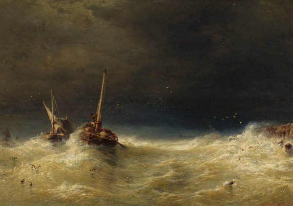 Sea tempest  by Eduard Hildebrandt - Hand-Painted Oil Painting Reproduction