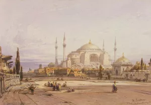 View of the Hagia Sophia in Constantinople Oil painting by Eduard Hildebrandt