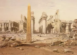 View of the Ruins of the Temple of Karnak by Eduard Hildebrandt - Oil Painting Reproduction