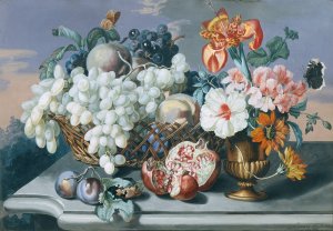 Blumen und Fruchte by Eduard Hirschler Oil Painting