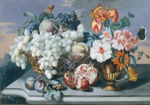 Blumen Und Fruchte by Eduard Hirschler Oil Painting